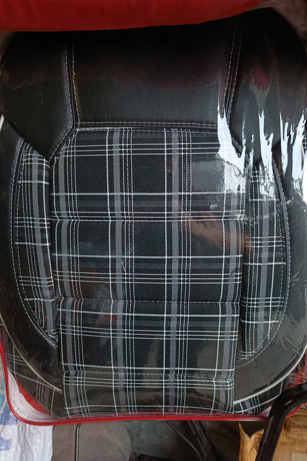 Oto Koltuk Kılıfı Ekose Beyaz Çizgili