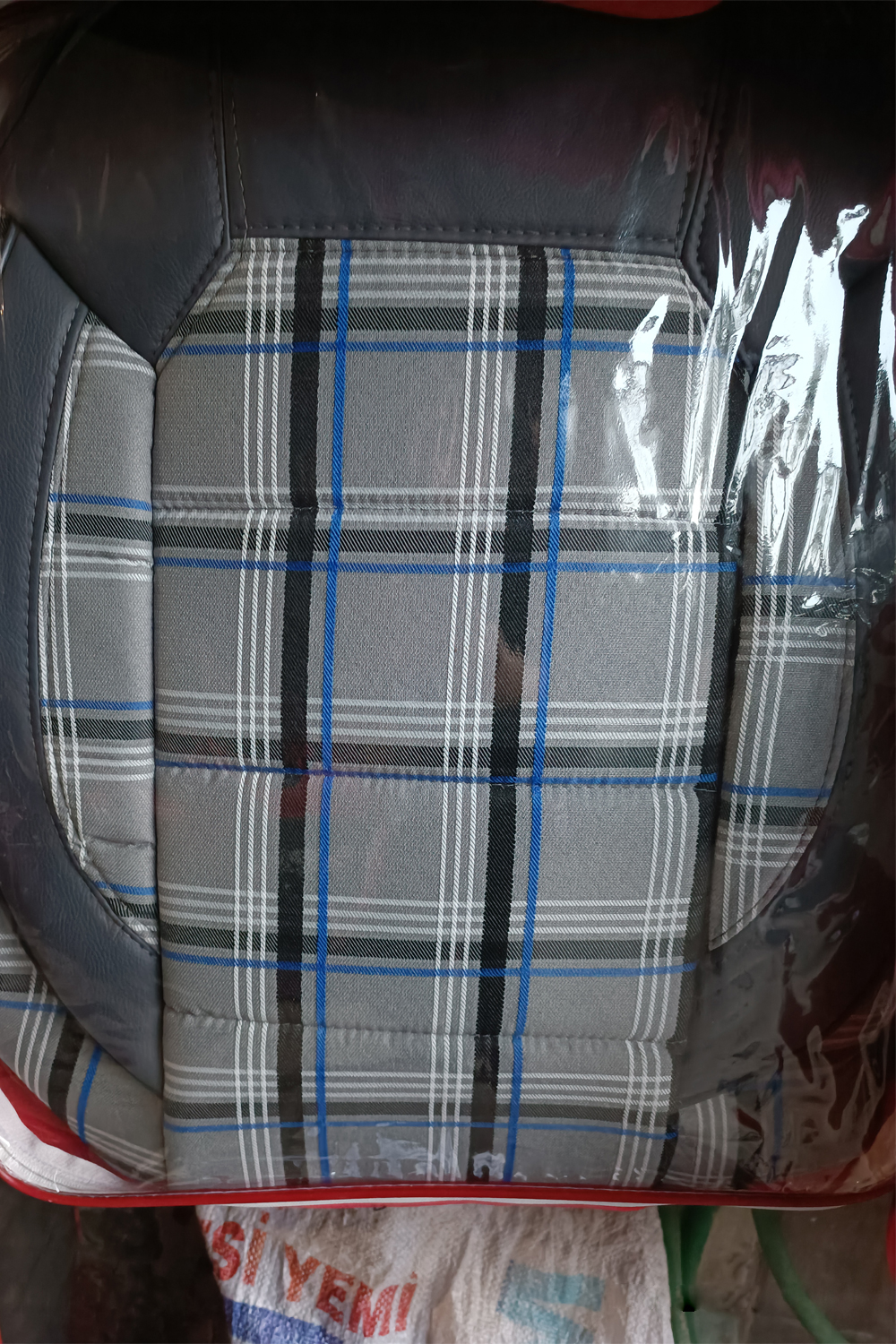 Oto Koltuk Kılıfı Ekose Gri Çizgili